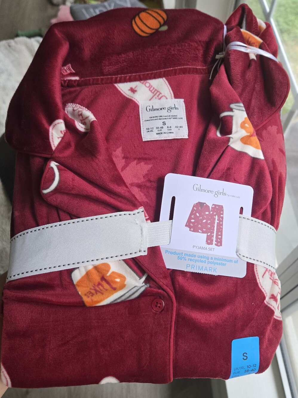 Primark Gilmore Girls Red Velour pajama set a cozy button-down